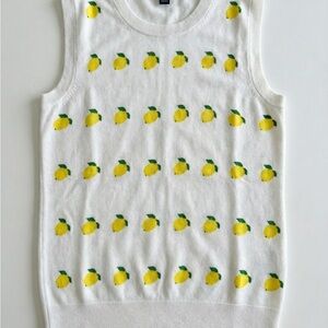 J. Crew White Tank Top with Lemon Print